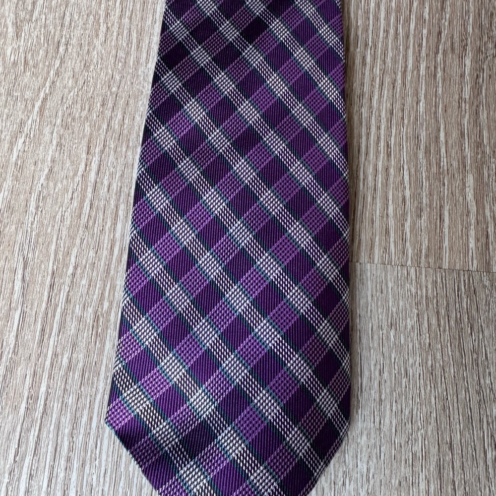 Ralph Lauren Purple and Black Silk Plaid Tie